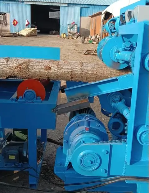 LONWOOD LW-DB30 log debarker producing clean debarked logs for stick and tableware blanks